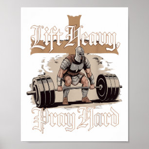 Affiche Ascenseur Lourd Prière Dur Christian Warrior Gym e