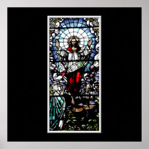 Affiche Ascension de fenêtre en verre teinté de Jésus