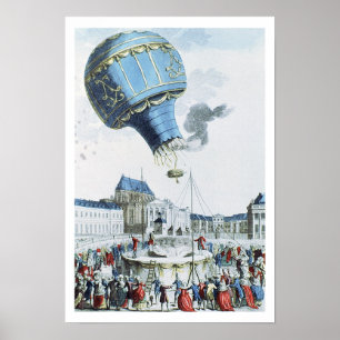 Affiche Ascension des frères Montgolfier montgolfière mont