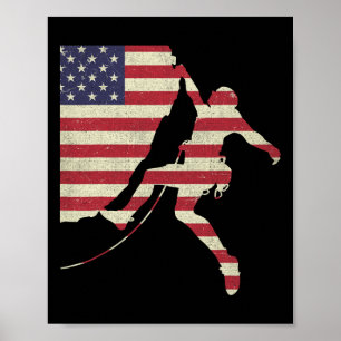 Affiche Ascension en roche du drapeau américain patriotiqu
