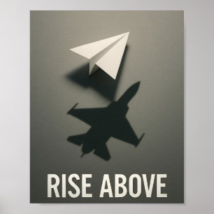 Affiche Ascension Motivationnelle Avion en Papier Jet Ombr