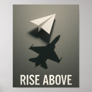 Affiche Ascension Motivationnelle Avion en Papier Jet Ombr
