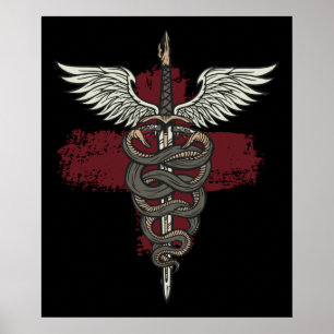 Affiche Asclepius Grecque Mythologie Médecine Dieu Serpent
