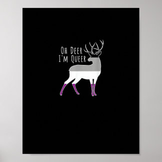 Affiche Asexual Flag Oh Deer Queer Pride Funny LGBT Design