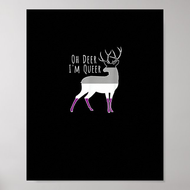 Affiche Asexual Flag Oh Deer Queer Pride Funny LGBT Design (Devant)