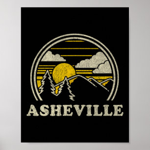 Affiche Asheville Caroline du Nord Nc T Shirt Randonnée Vi