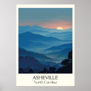 Affiche Asheville Caroline du Nord Vintage Blue Ridge Art