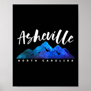 Affiche Asheville North Carolina Camping Randonnée Skiing 