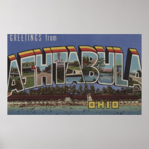 Affiche Ashtabula, Ohio - grandes scènes de lettre