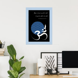 Affiche Asiatique Bleu Yoga Moderne Zen Calligraphie Om Au