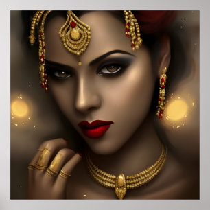 Affiche Asiatique Indienne glamouruse Femme Étonnante Bijo