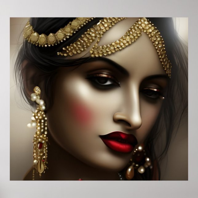 Affiche Asiatique Indienne Red Lips or glamour (Devant)