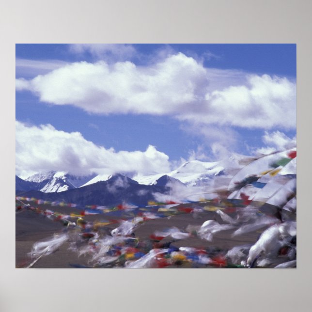 Affiche Asie, Chine, Tibet, col de Tangla. Drapeaux de pri (Devant)