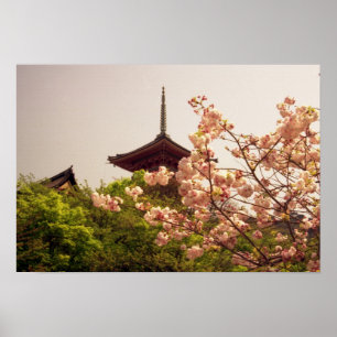 Affiche Asie, Japon, Kyoto, temple de Kiyomizu au printemp