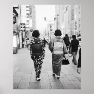 Affiche Asie, Japon, Tokyo. Geishas sur la Ginza.