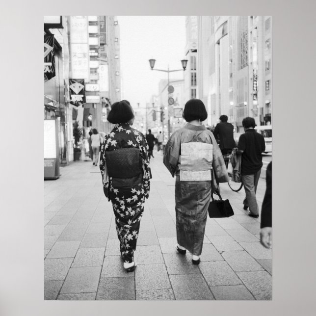 Affiche Asie, Japon, Tokyo. Geishas sur la Ginza. (Devant)