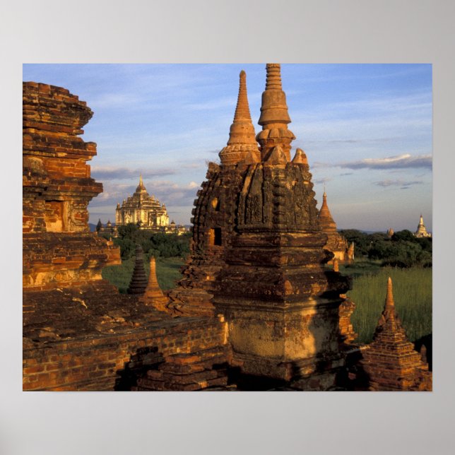 Affiche Asie, Myanmar, Bagan. Temples antiques et (Devant)
