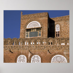 Affiche Asie, Yémen, Sanaa. Détail de l'architecture yé