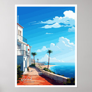 Affiche Asilah Maroc Art Travel Vintage illustration