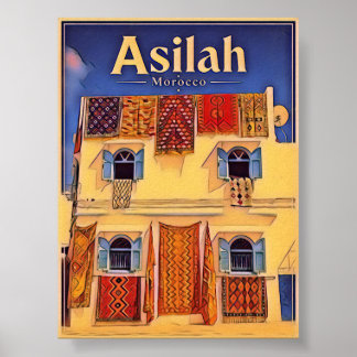 Affiche Asilah Maroc ville bleue