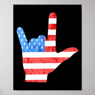 Affiche Asl 4 Juillet Langues des signes américaines Sourd