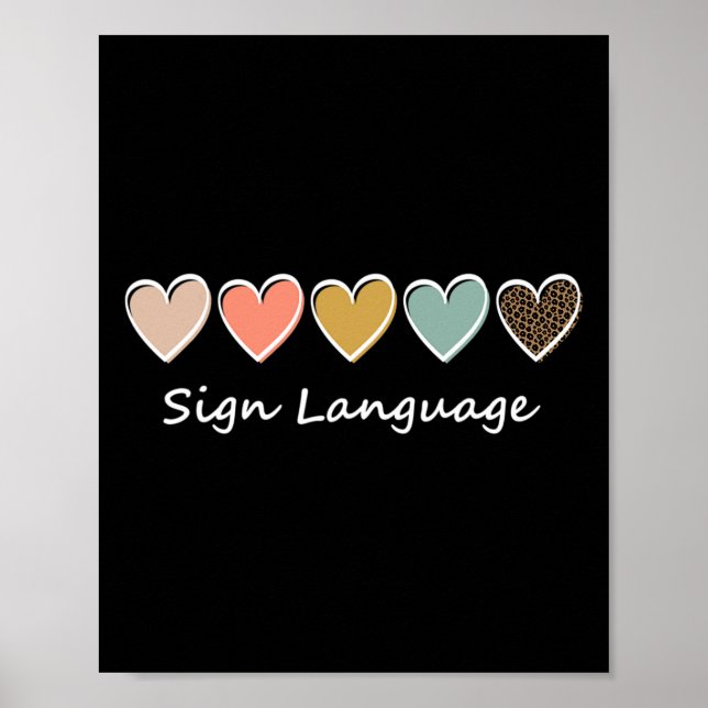 Affiche ASL Alphabet American ASL Enseignant Langue de cha (Devant)