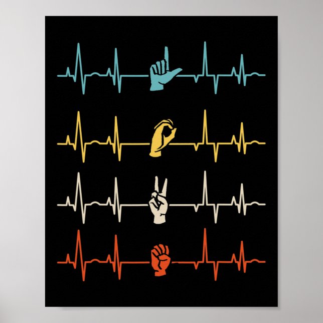 Affiche Asl Alphabet American Sing Language Asl Teacher He (Devant)