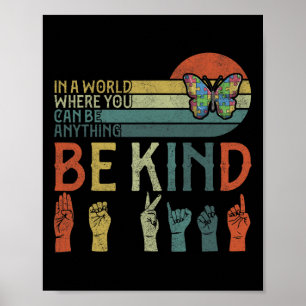 Affiche ASL Be Kind ASL Langue des Signes Américaine