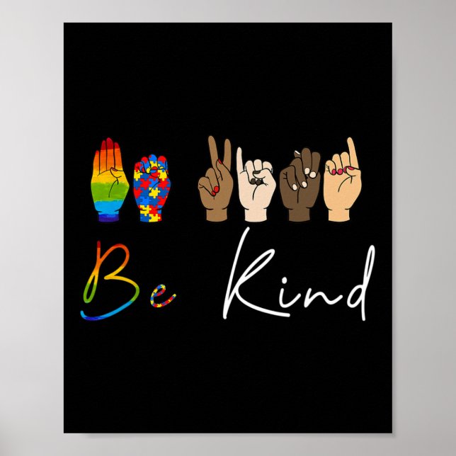 Affiche ASL Be Kind Sensibilisation sur l'autisme LGBT Pri (Devant)