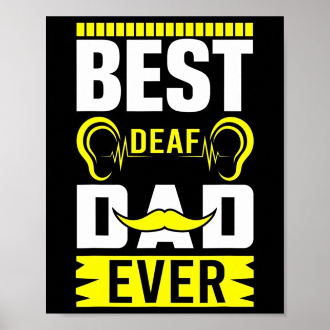 Affiche Asl Best Deaf Papa Ever Signer Langue des signes D (Devant)