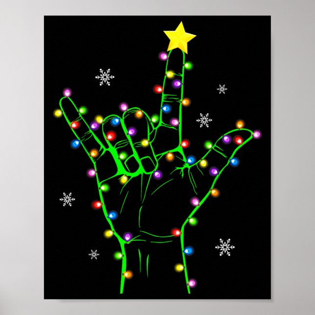 Affiche Asl Christmas Christmas Tree Lights American Sign  (Devant)