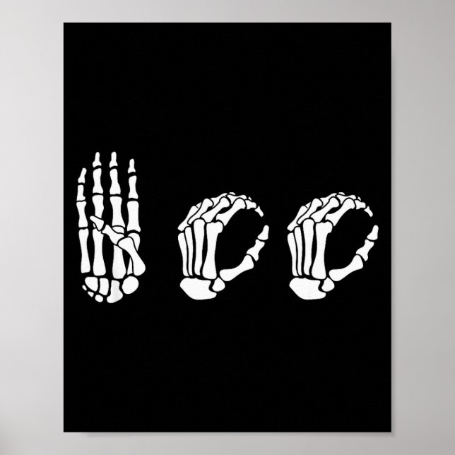 Affiche Asl Halloween Skeleton Hand American Sign Language (Devant)