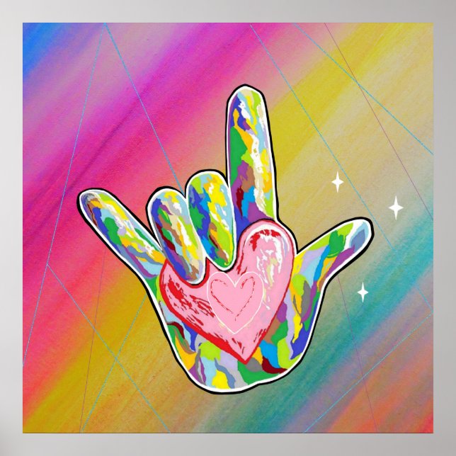 Affiche ASL I Love You Heart (Devant)