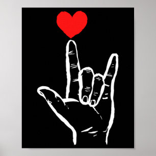 Affiche Asl je t'aime main cœur langue des signes américai