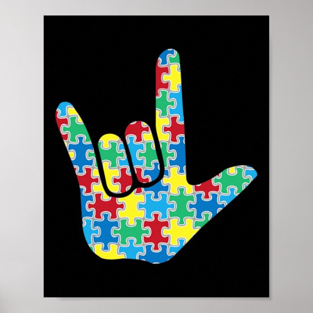 Affiche Asl Love Sign Autism Awareness  (Devant)