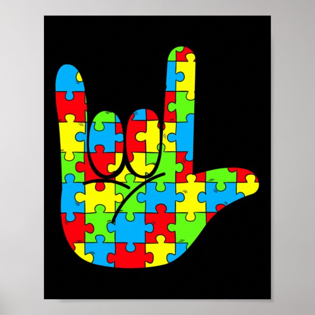 Affiche Asl Love Sign Language Autism Awareness  (Devant)