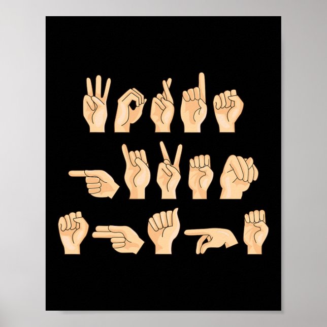 Affiche ASL Mots donnés forme American Sign Language 1 (Devant)