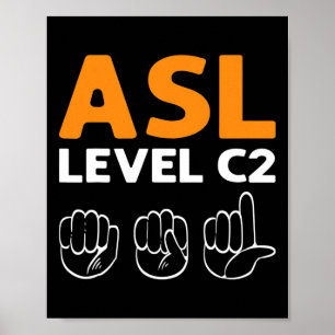 Affiche asl - Niveau C2. Langue des signes de la main de s