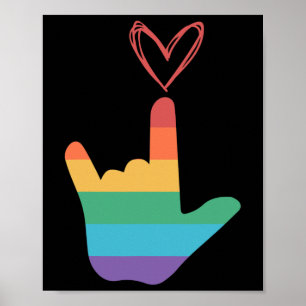 Affiche ASL - Symbole d'amour arc-en-ciel Sourd
