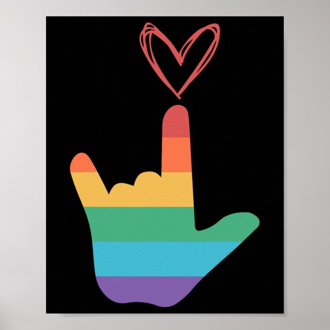 Affiche ASL - Symbole d'amour arc-en-ciel Sourd (Devant)