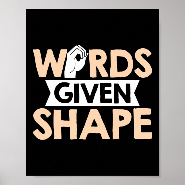 Affiche Asl Words Given Shape American Sign Language  (Devant)