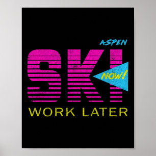 Affiche Aspen 80s Retro Colorado Skiing Tee