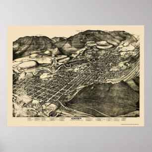 Affiche Aspen, carte panoramique de Co - 1893