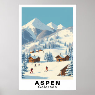 Affiche Aspen Colorado Art de Voyage Ski Vintage