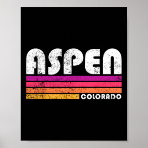 Affiche Aspen Colorado Co Ski alpin Montagne Vintage 80s A