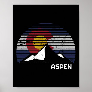 Affiche Aspen Colorado Drapeau - Co Bluebird Day Mountain