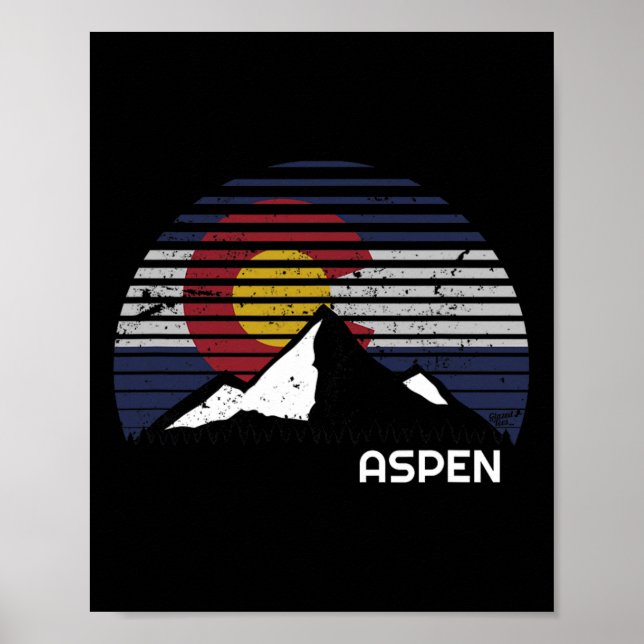 Affiche Aspen Colorado Drapeau - Co Bluebird Day Mountain (Devant)