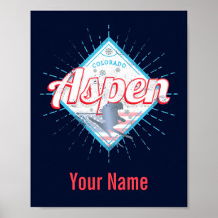 Affiche Aspen Colorado Retro Skier Vintage USA Ski