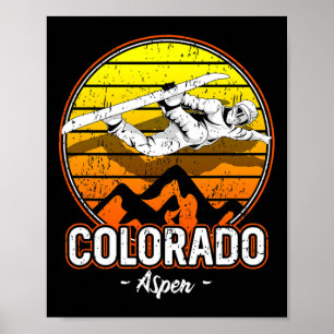 Affiche Aspen Colorado Snowboard