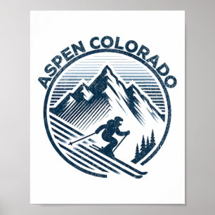 Affiche Aspen Colorado Station de ski d'hiver Ski d'hiver